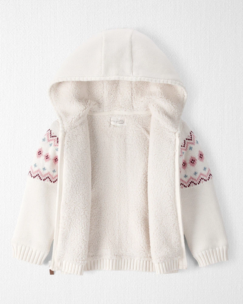 Toddler Girl Recycled Fair Isle Sherpa Sweater Knit