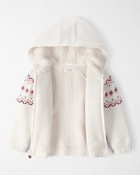 Toddler Girl Recycled Fair Isle Sherpa Sweater Knit