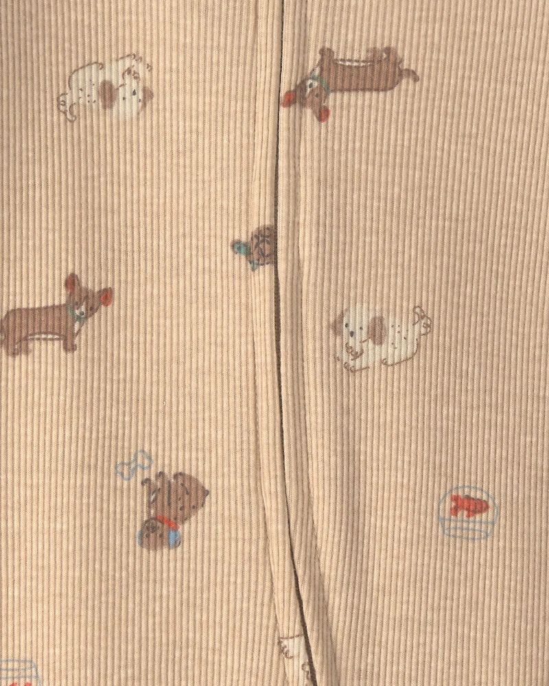 Baby Dog Cotton 2-Way Zip Sleep & Play Pajamas - Brown