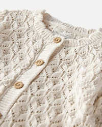 Baby Girl Organic Cotton Pointelle Sweater Knit Cardigan