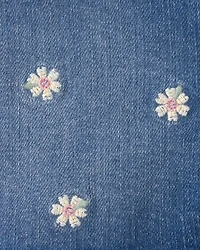 Baby Girl Daisy Denim Embroidered Shorts - Dark Wash