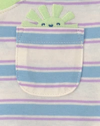 Baby Girl Striped Short-Sleeve Top - Blue/Ivory