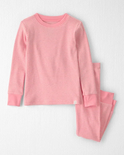 Toddler Girl 2-Piece Organic Cotton Ribbed Pajama Set in Stripes