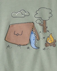 Toddler Boy Camping Dinosaur Graphic Tee - Green