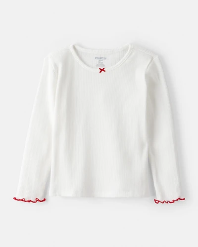Toddler Girl Ruffle Long-Sleeve Top - White