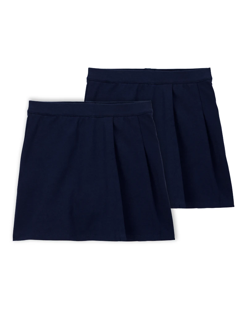Kid 2-Pack Ponte Knit Uniform Skirts - Navy