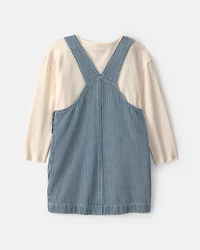 Toddler Girl Hickory Denim Long-Sleeve Overall Set - Light Wash