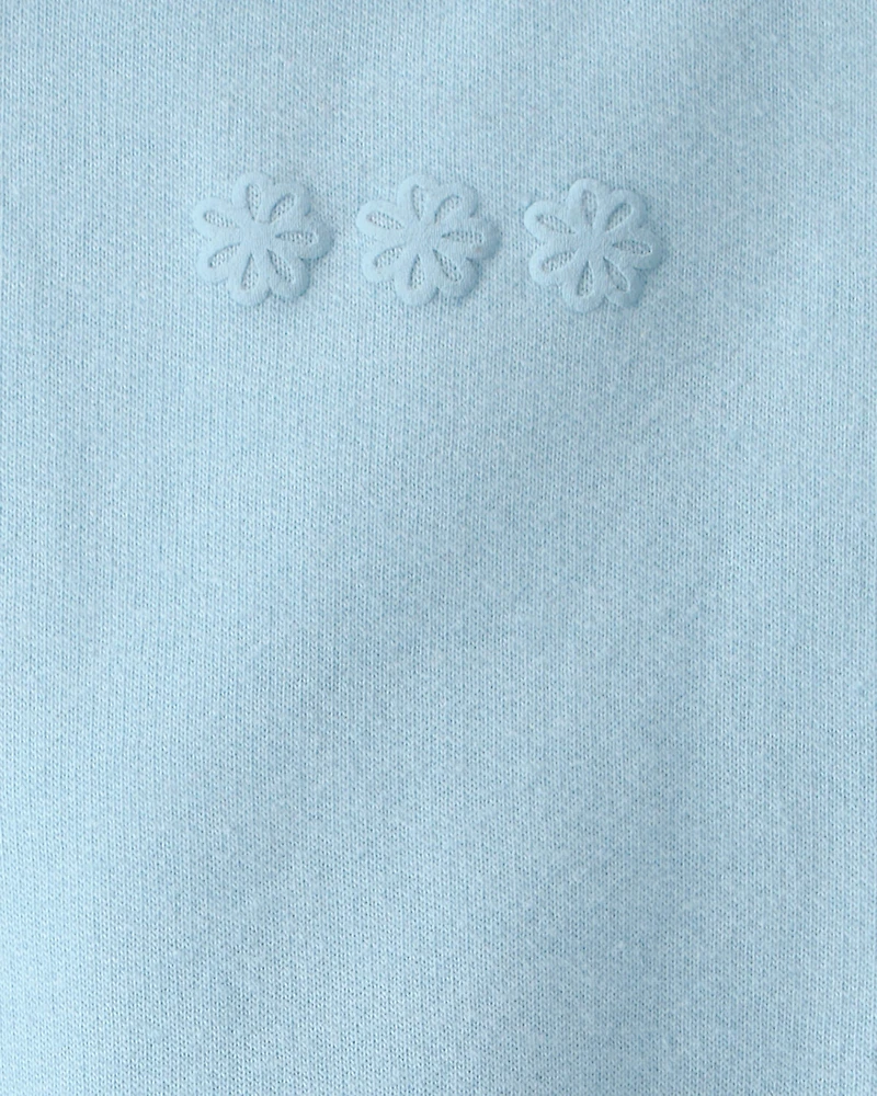 Baby Girl Flowers French Terry Pullover Sweatshirt - Blue