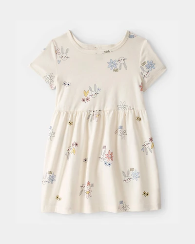 Toddler Girl Easter Bunny Short-Sleeve Dress - Cream