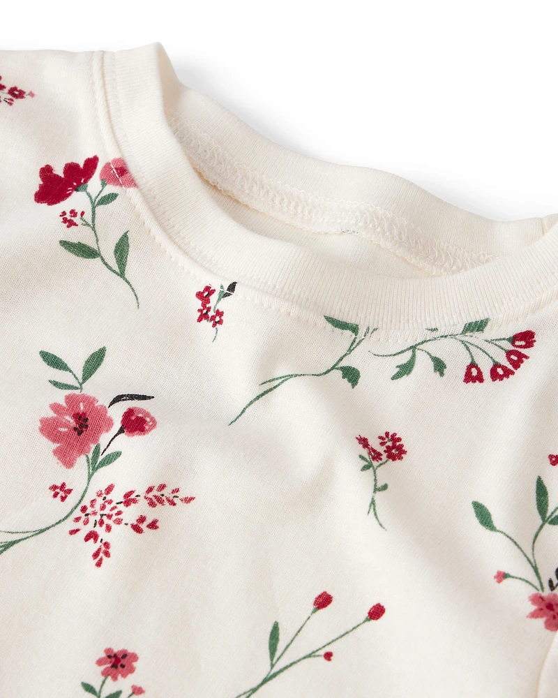 Toddler Girl Organic Cotton Pajamas in Rosethorn Hollow Print