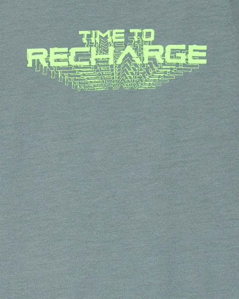 Boys Gaming Print Loose Fit 2-Piece Pajamas - Green/Grey