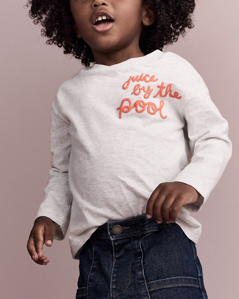 Toddler 'Juice By The Pool' Long-Sleeve Relaxed Graphic Tee - Heather Grey