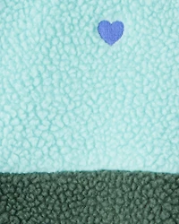 Girls Microfleece Long-Sleeve Zip-Up Jacket - Green/Blue