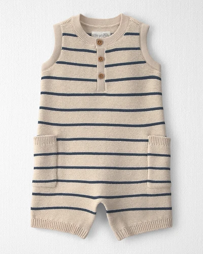 Baby Organic Cotton Knit Romper in Stripes