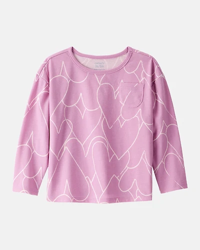 Toddler Girl Heart Long-Sleeve Top - Purple
