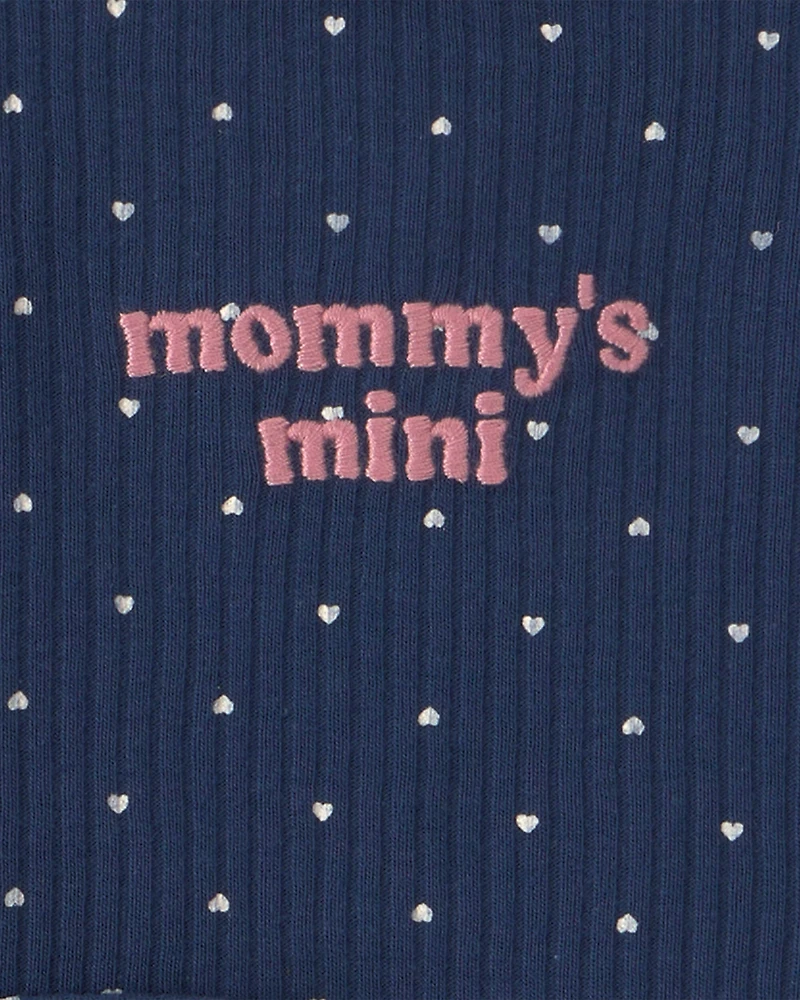 Baby Girl 2-Piece 'Mommy's Mini' Long-Sleeve Bodysuit & Pant Set - Navy Blue
