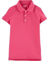 Girls Stretch Pique Uniform Polo - Pink