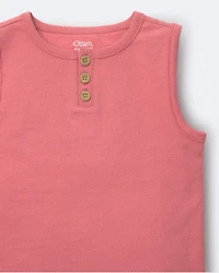 Toddler Boy Henley Tank - Rose