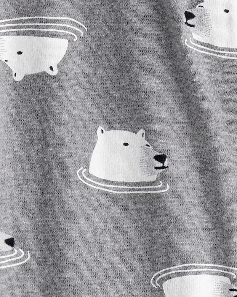 Toddler Boy Polar Bear Cotton Snug Fit Footie 1-Piece Pajamas - Grey