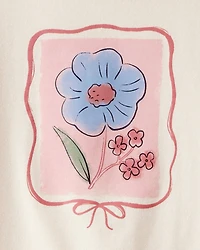 Toddler Girl Flower Short-Sleeve Graphic Tee - Ivory