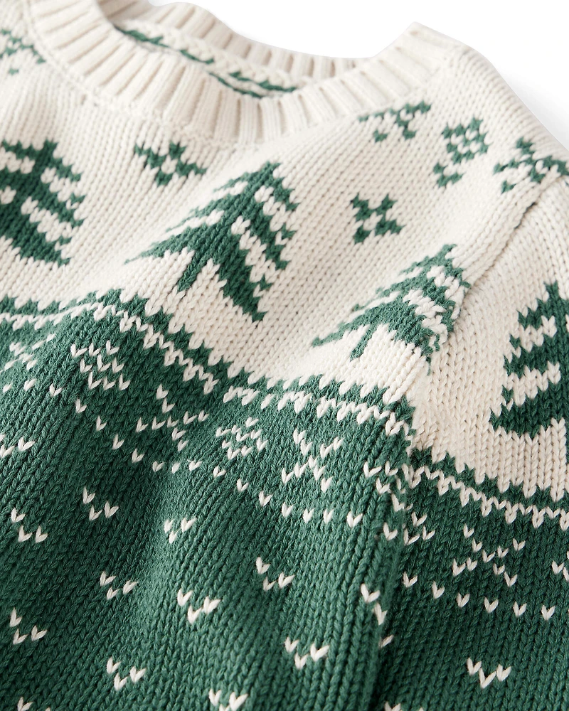 Baby Organic Cotton Evergreen Fair Isle Sweater