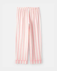 Girls Striped Loose Fit 2-Piece Pajama Set - Pink/Ivory