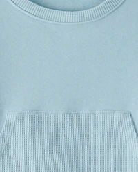 Girls Thermal Sweatshirt & Flared Pant Set - Blue