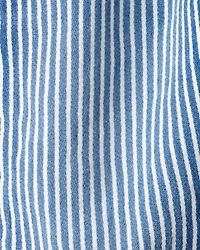 Baby Hickory Stripe Knit-Like Denim Jeans with Bear Pocket - Blue/Ivory