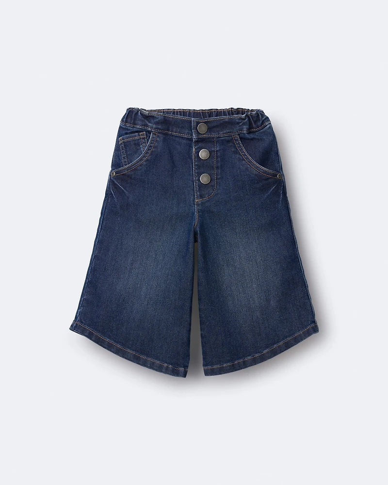 Toddler Girl Wide-Leg Pants in Denim - Blue