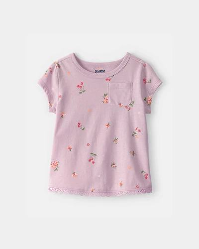 Baby Girl Cherry Floral Top - Purple