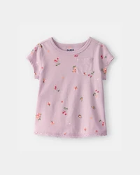 Baby Girl Cherry Floral Top - Purple