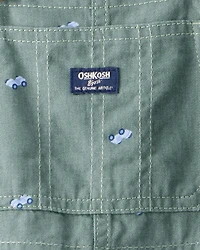 Toddler Boy Cars Canvas Overalls - Green
