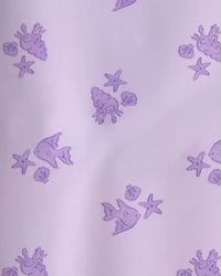 Baby Girl Sea Animal 1-Piece Rashguard Swimsuit - Purple