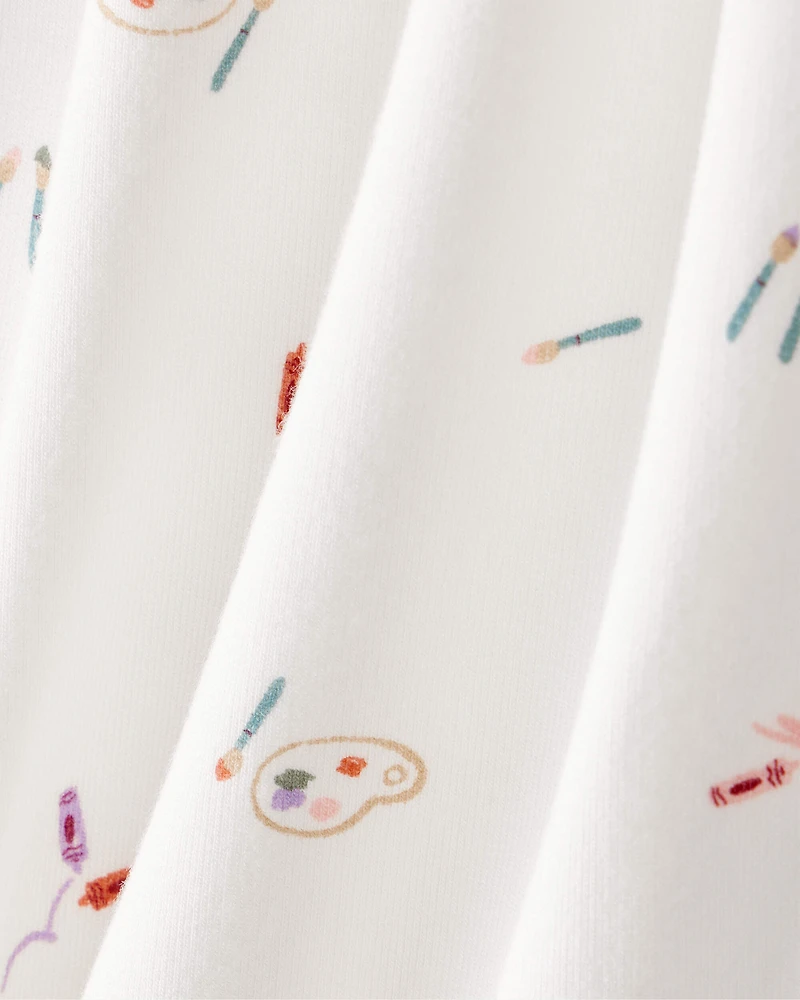 Baby Girl Paint Print PurelySoft Long-Sleeve Multipack Bodysuits - White/Purple