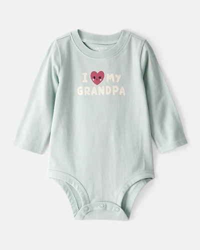 Baby Girl Cotton Long-Sleeve Graphic Bodysuit - Blue