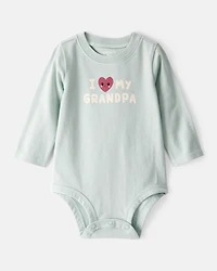Baby Girl Cotton Long-Sleeve Graphic Bodysuit - Blue