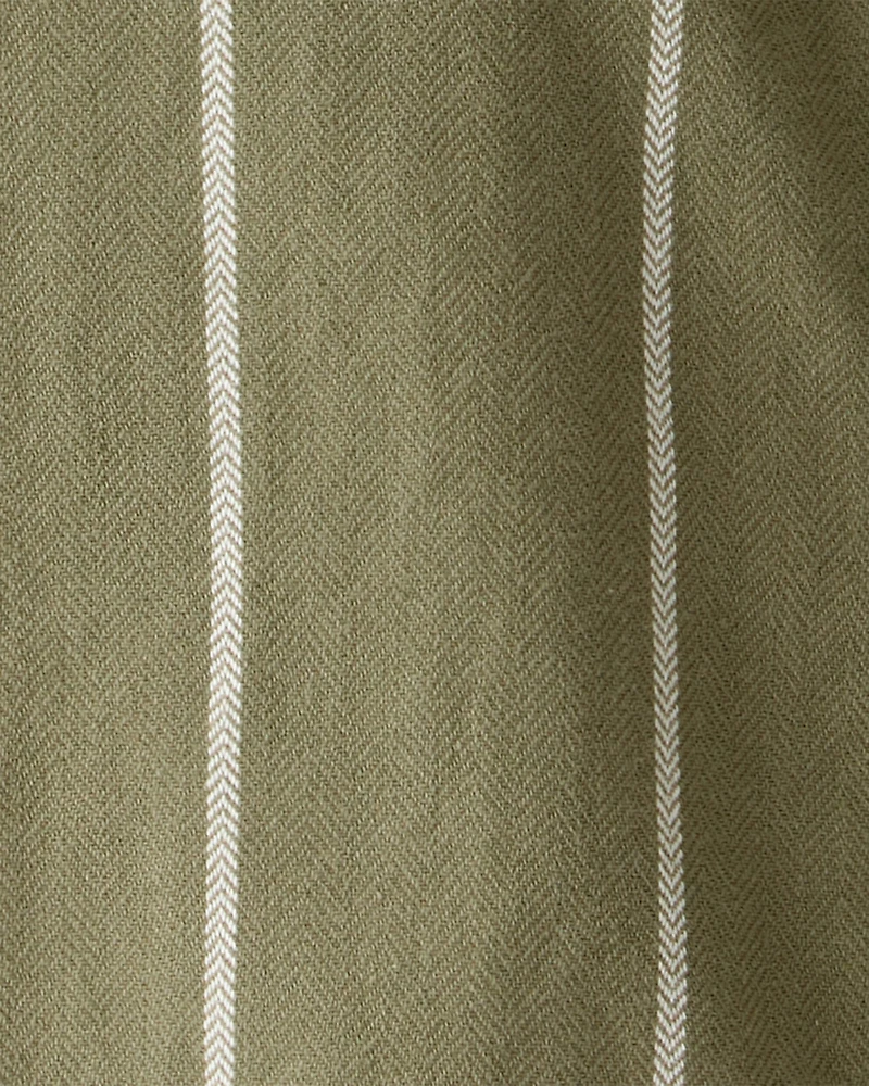 Boys Striped Cotton Long-Sleeve Button-Down Shirt - Green