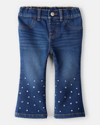 Baby Girl Star Denim Flare Jeans - Blue