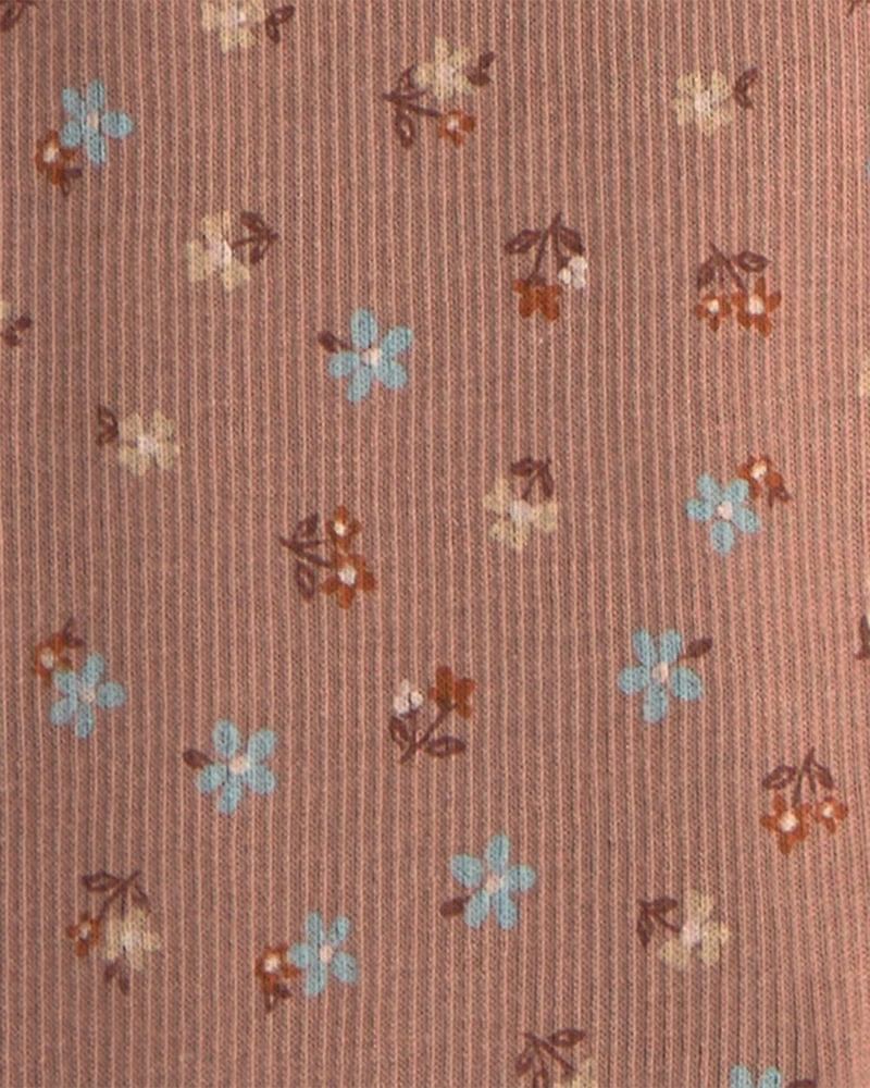 Baby Girl 2-Piece Floral Fleece Sweatshirt & Pant Set - Brown