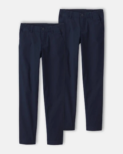 Girls 2-Pack Uniform Skinny Pants - Navy