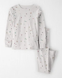 Kid Organic Cotton Pajamas in Frosted Trail Print