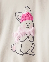 Baby Girl Bunny French Terry Long-Sleeve Pullover Sweatshirt - Cream