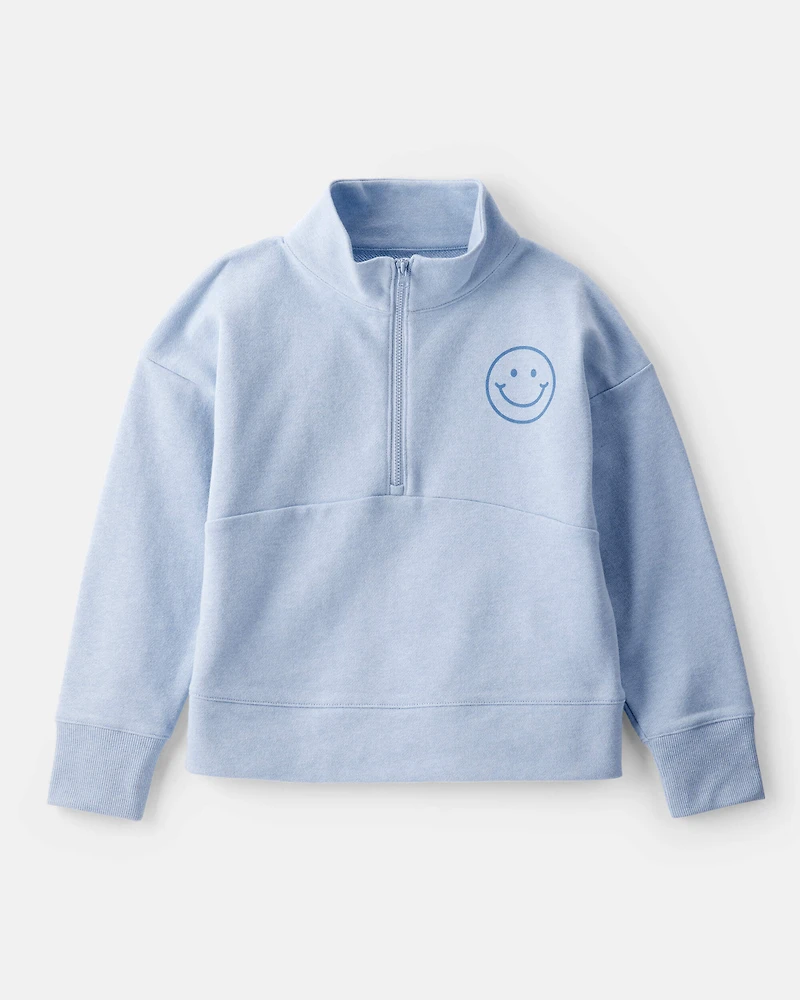 Girls 2-Piece Smiley Face Pullover Sweatshirt & Joggers Set - Blue