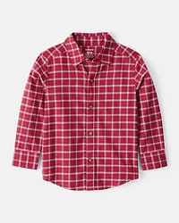 Toddler Boy Plaid Cotton Long-Sleeve Button-Down Shirt - Red