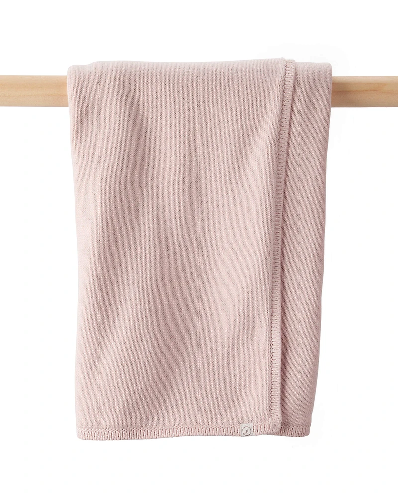 Baby Girl Organic Cotton Sweater Knit Blanket and Cap Gift Set