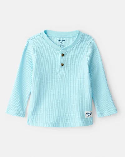 Baby Boy Long-Sleeve Henley Tee - Blue