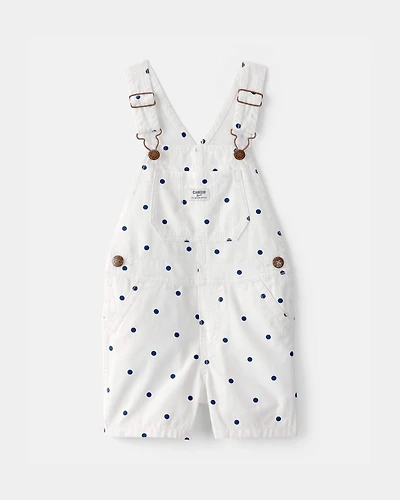 Toddler Girl Polka Dot Shortall - White/Blue