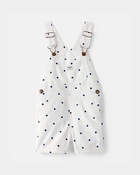 Toddler Girl Polka Dot Shortall - White/Blue