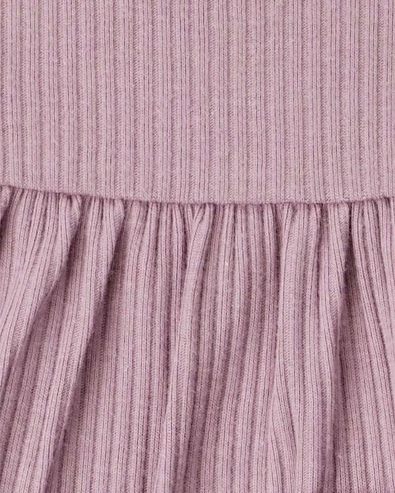 Baby Girl 5-Piece Long-Sleeve Bodysuits & Ruffle Pants Set - Purple/Cream