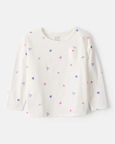 Toddler Girl Winter Print Long-Sleeve Top - White